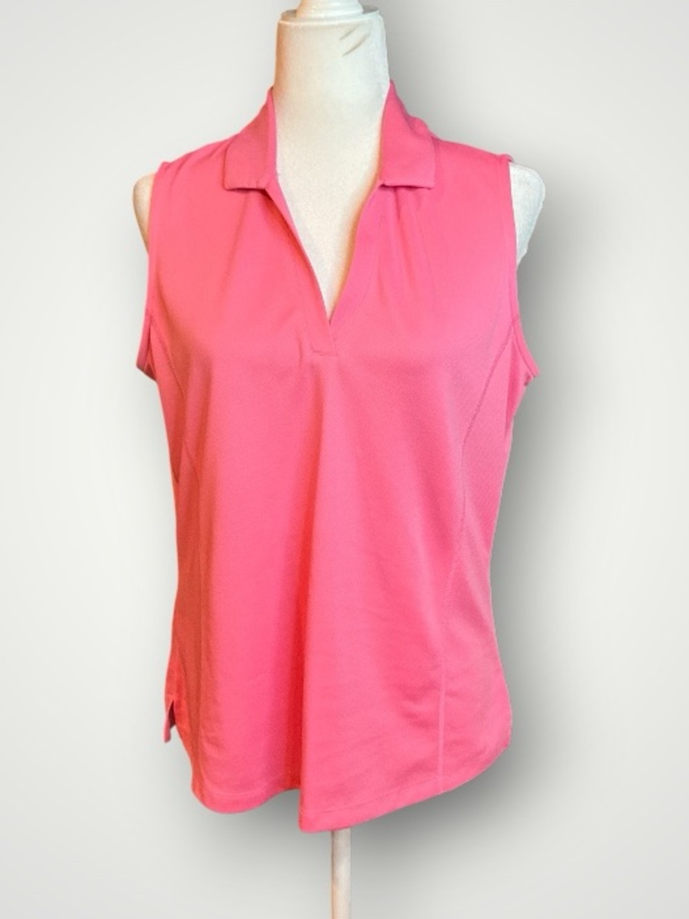 PGA Tour Coral Pink Sleeveless Polo Tank, size L